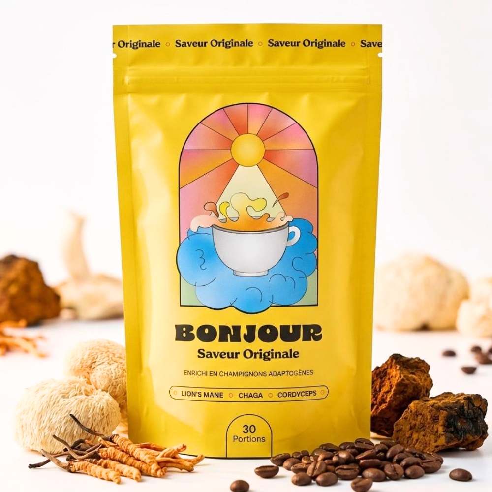 Sachet Bonjour Saveur Originale, boisson enrichie en champignons adaptogènes